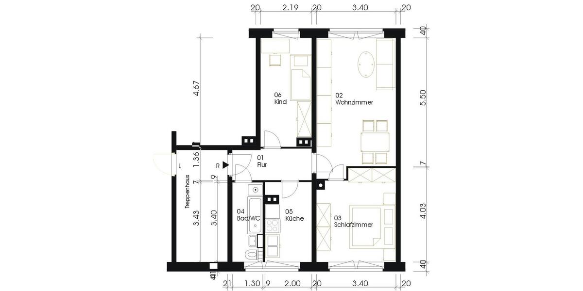 Dachgeschoßwohnung Flöha - 3 Zimmer, 60 m&sup2;, 365&euro; | Angebot:13333098