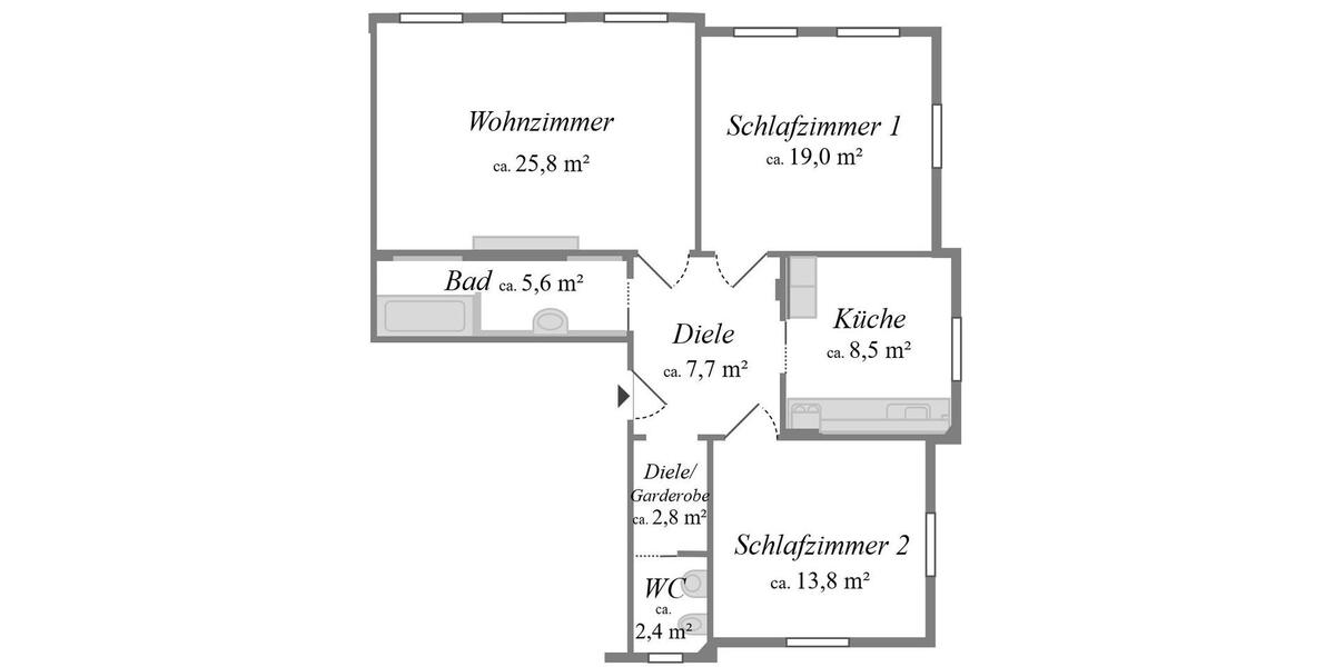 Etagenwohnung Dresden Cotta - 3 Zimmer, 86 m&sup2;, 688&euro; | Angebot:26682528