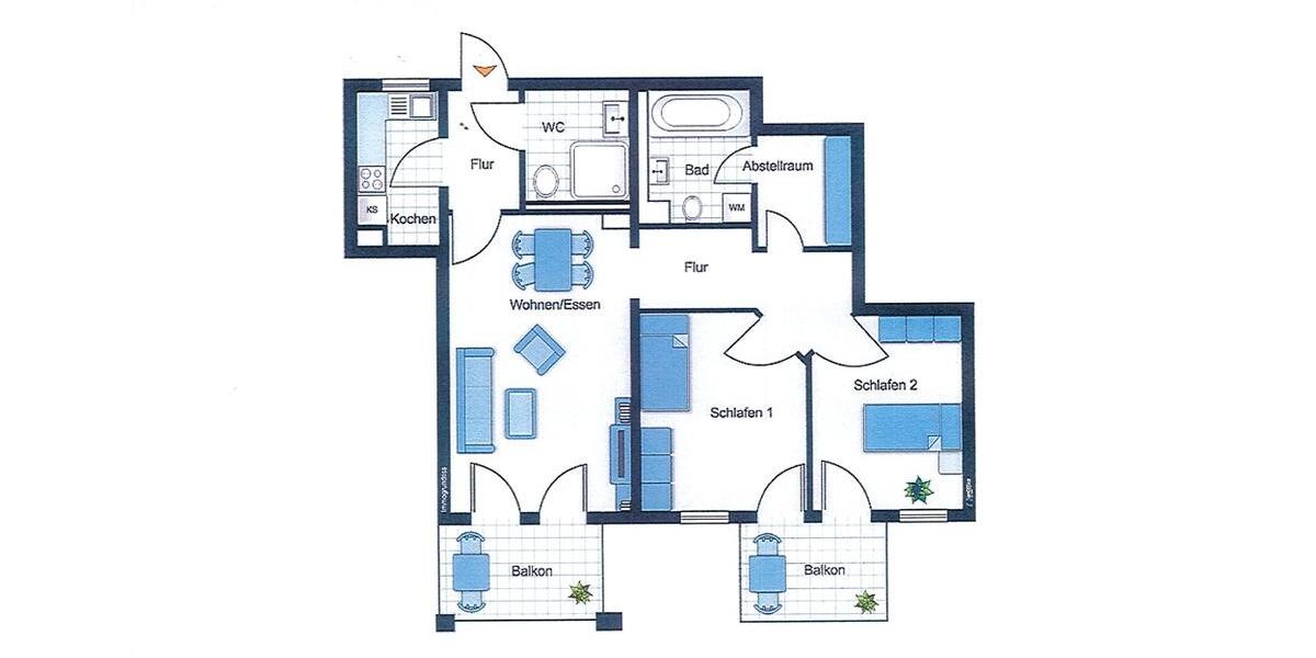 Etagenwohnung Thannhausen - 3 Zimmer, 86 m&sup2;, 930&euro; | Angebot:26645463