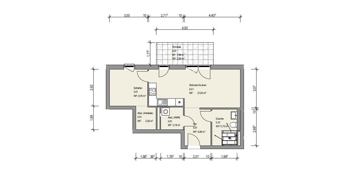 Etagenwohnung Bad Harzburg - 2 Zimmer, 51 m&sup2;, 312&euro; | Angebot:26564222