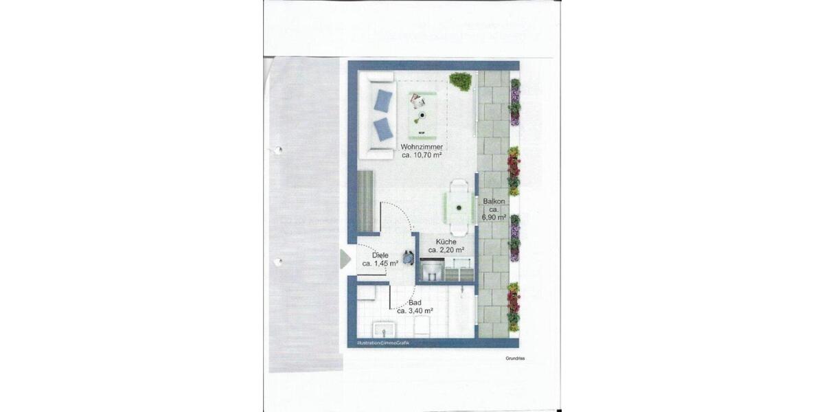 Etagenwohnung München Ramersdorf-Perlach - 1 Zimmer, 22 m&sup2;, 785&euro; | Angebot:26623348