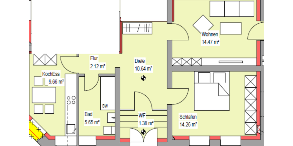 Erdgeschoßwohnung Herford Falkendiek - 1 Zimmer, 60 m&sup2;, 720&euro; | Angebot:25230141