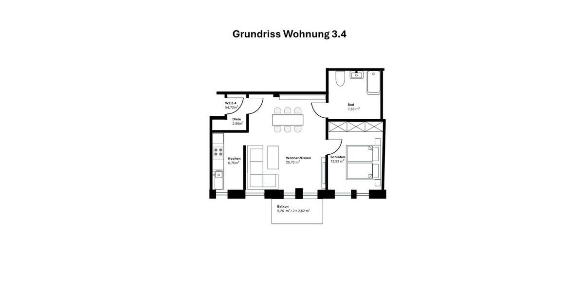 Etagenwohnung Solingen - 2 Zimmer, 55 m&sup2;, 743&euro; | Angebot:26644909