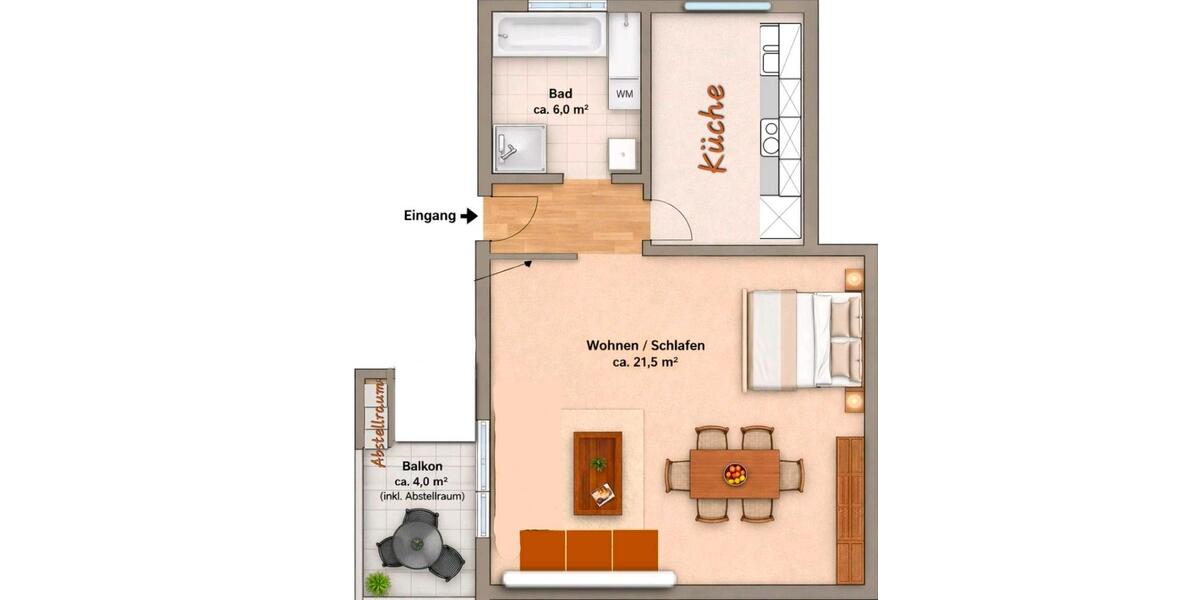 Dachgeschoßwohnung Singen (Hohentwiel) - 1 Zimmer, 34 m&sup2;, 590&euro; | Angebot:25898452