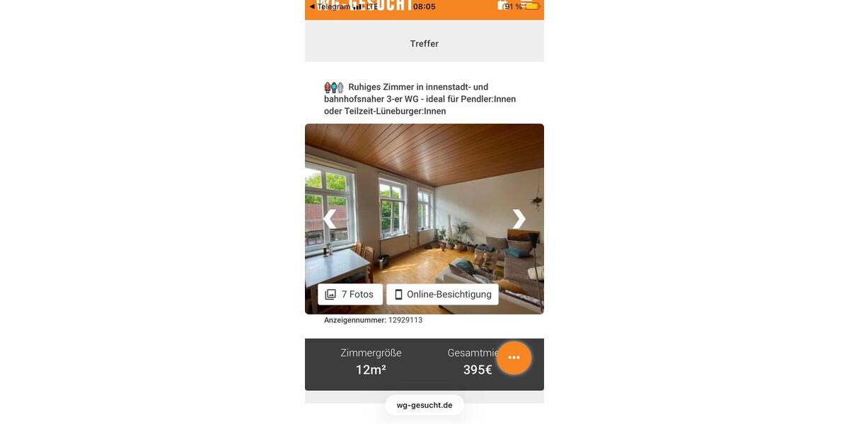 Wohnen auf Zeit Lüneburg - 1 Zimmer, 12 m&sup2;, 395&euro; | Angebot:26661736
