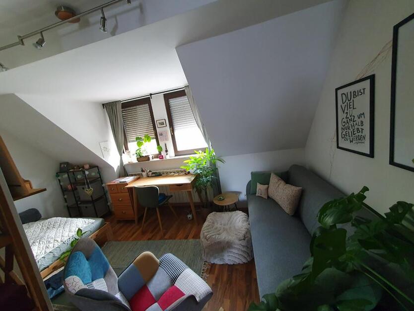 Helle DachWohnung ca. 45 Quadratmeter, Dachgauben, Autostellplatz