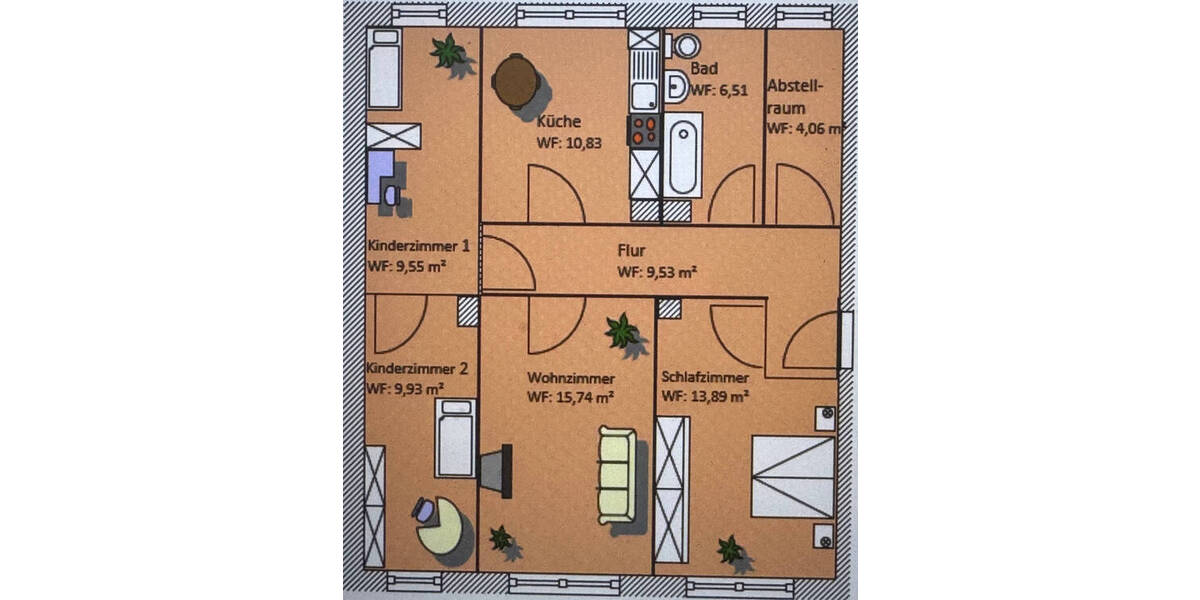 Etagenwohnung Grimma OT Dürrweitzschen Dürrweitzschen - 4 Zimmer, 80 m&sup2;, 400&euro; | Angebot:24033771