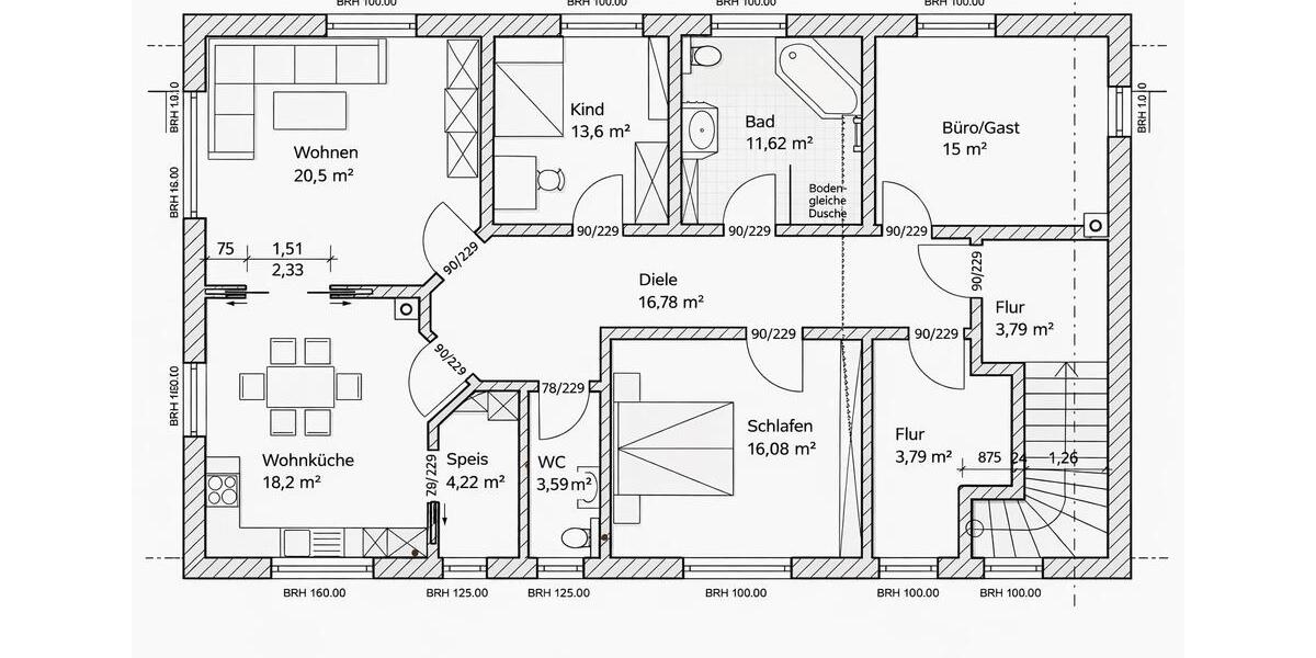 Etagenwohnung Huisheim - 5 Zimmer, 130 m&sup2;, 900&euro; | Angebot:25590795
