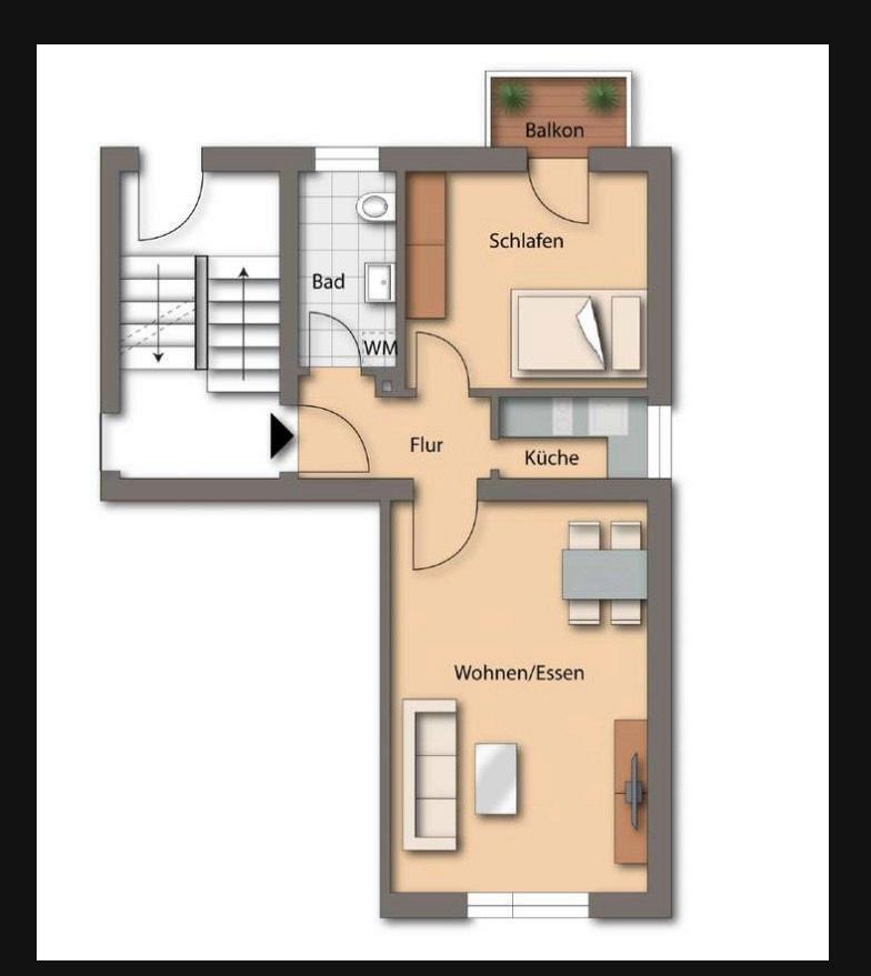 Helle renovierte 2-Zimmer-Wohnung mit EBK und Balkon zentrumsnah