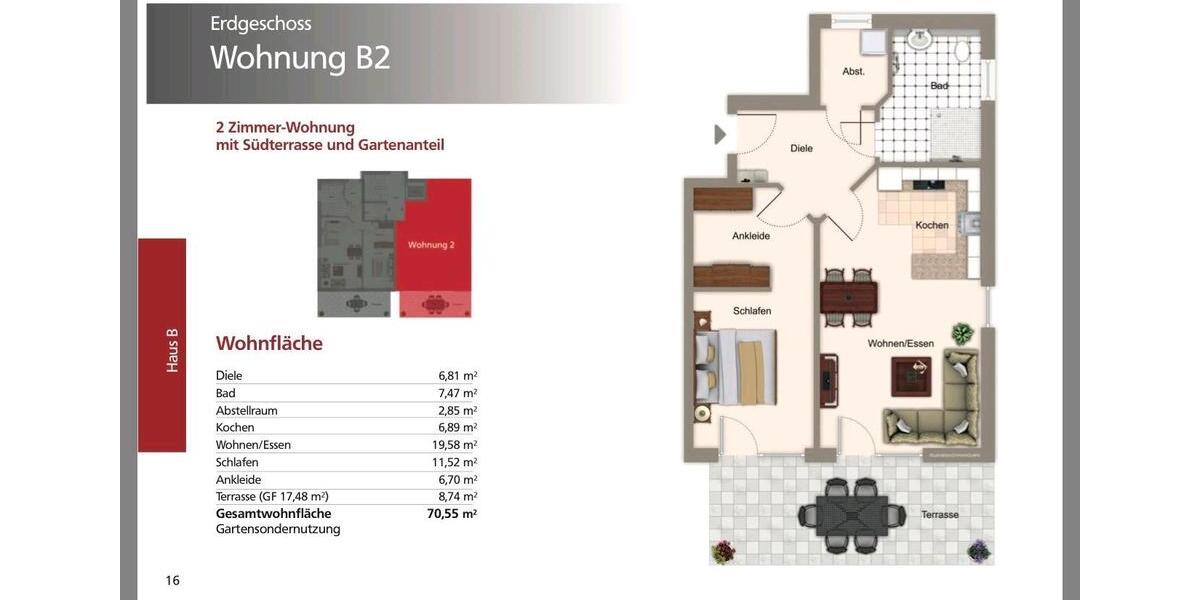 Erdgeschoßwohnung Kirchdorf an der Iller - 2 Zimmer, 71 m&sup2;, 1.250&euro; | Angebot:24720538