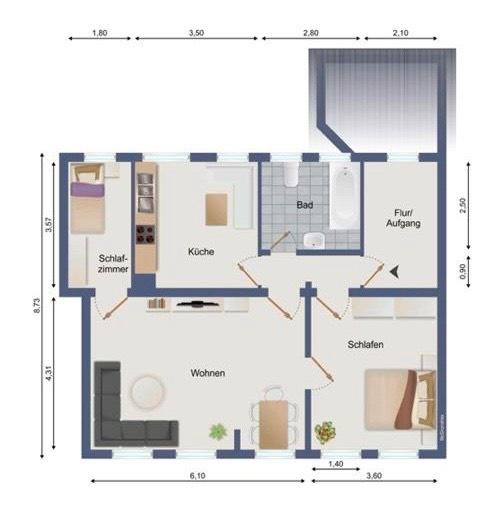 Etagenwohnung Putlitz - 3 Zimmer, 61 m&sup2;, 360&euro; | Angebot:25807605