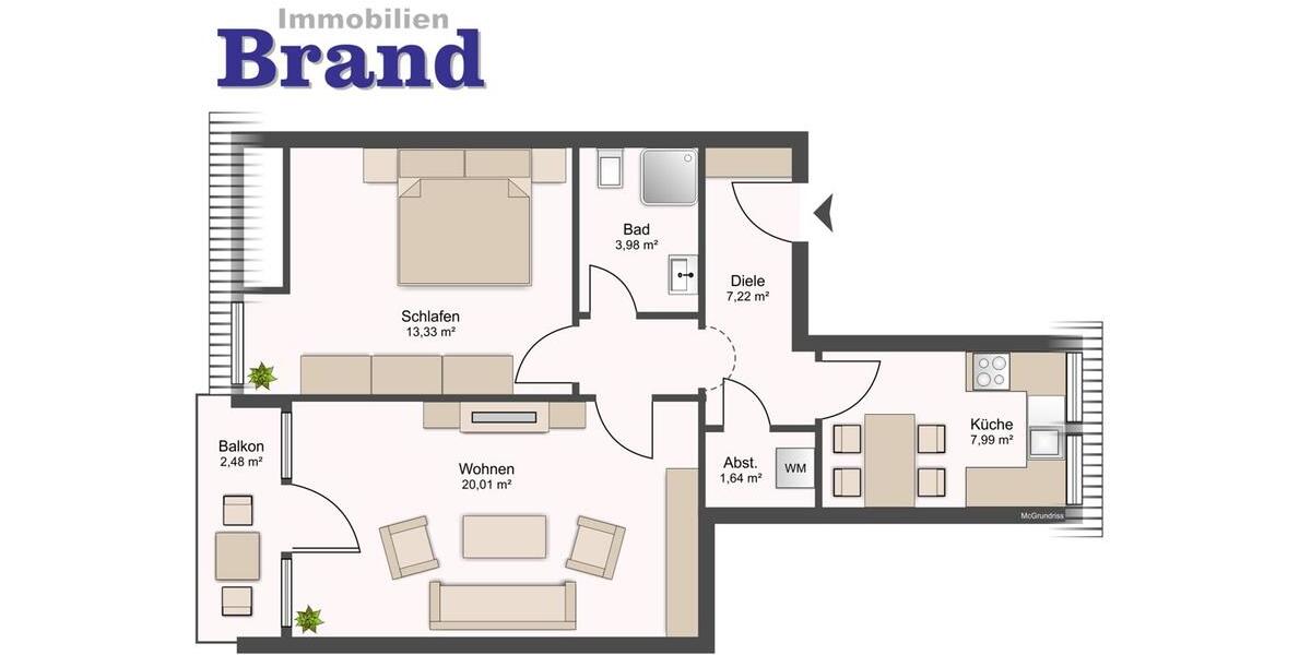 Dachgeschoßwohnung Bad Zwischenahn - 2 Zimmer, 55 m&sup2;, 650&euro; | Angebot:25306583