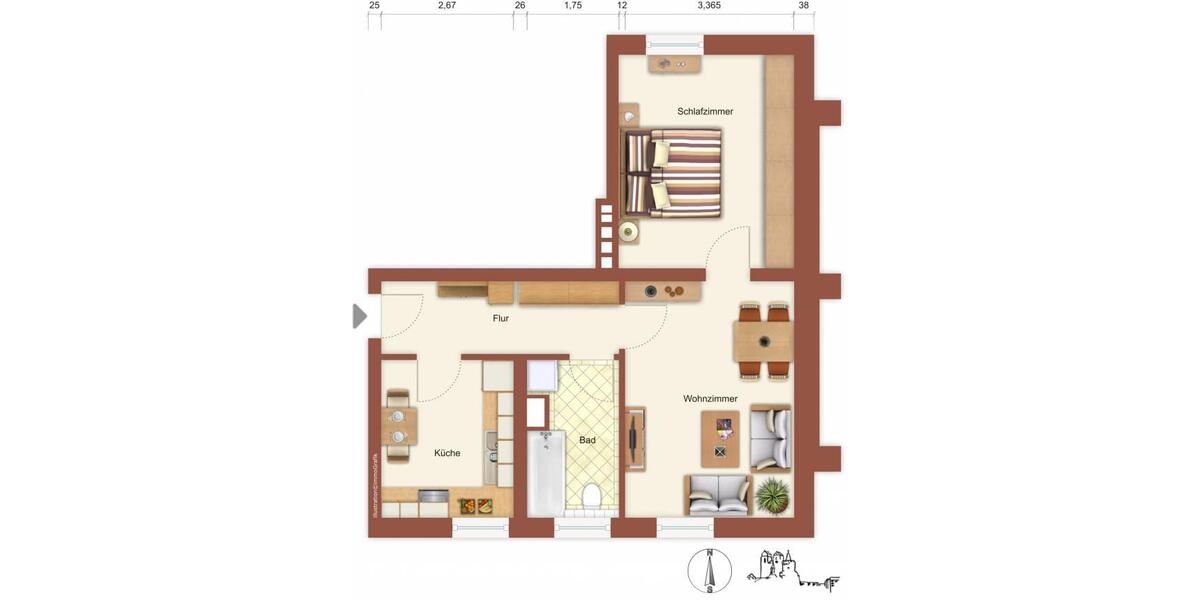 Etagenwohnung Prenzlau - 2 Zimmer, 51 m&sup2;, 349&euro; | Angebot:26620749