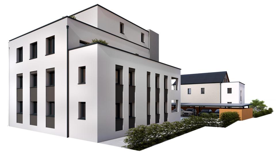 NEUBAU-ERSTBEZUG! Moderne Penthouse-Wohnung mit Einbauküche, großer Dachterrasse und Carport 3 zimmer