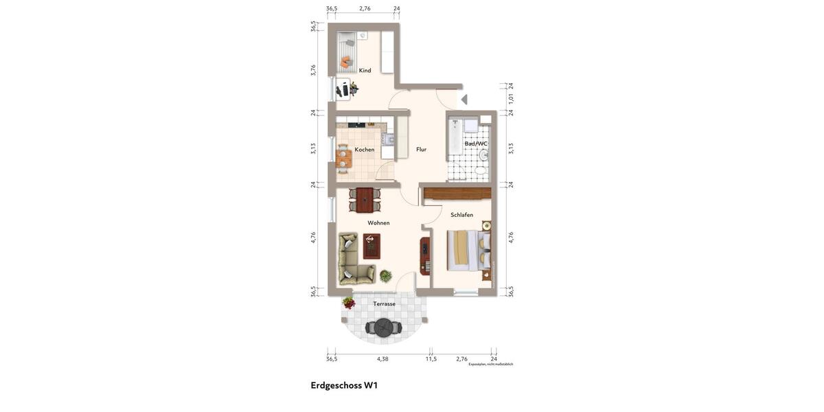 Kompakte 3-Zimmer-Ergeschoss-Whg. mit EBK und Garage in ruhiger Lage von Töging (Ref. 0001440) 3 zimmer