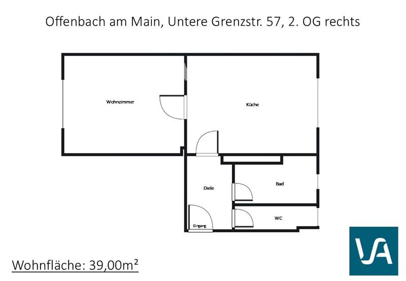 Etagenwohnung Offenbach am Main Bieberer Berg - 1.5 Zimmer, 39 m&sup2;, 519&euro; | Angebot:26647532