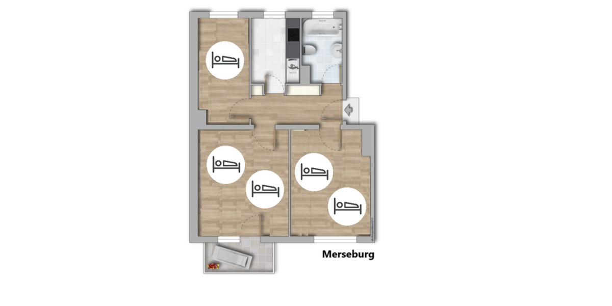 Wohnen auf Zeit Glauchau - 3 Zimmer, 53 m&sup2;, 13&euro; | Angebot:22657615