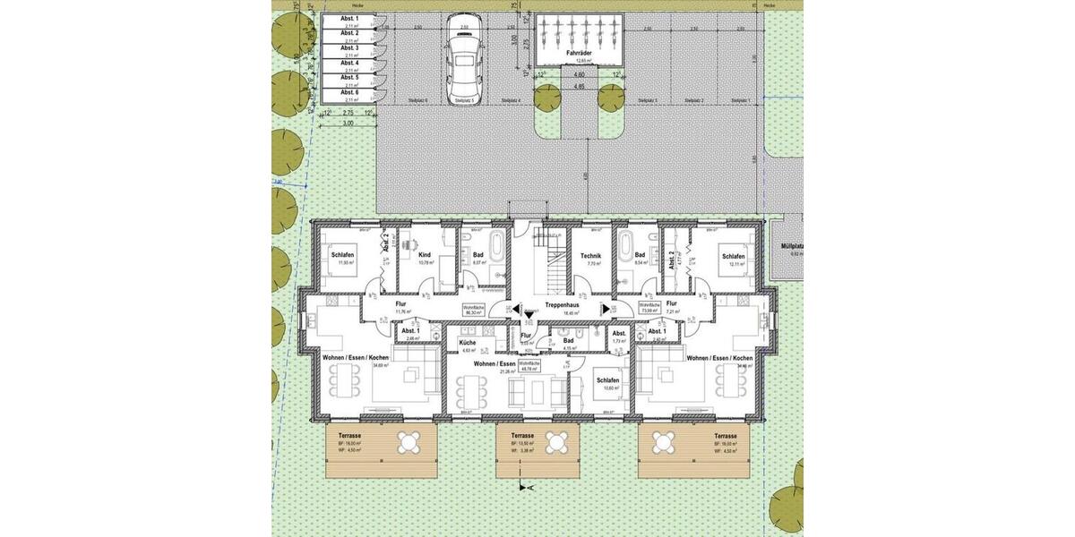 KfW 40 Neubauwohnungen 50-90 m' mit GartenBalkon 3 zimmer