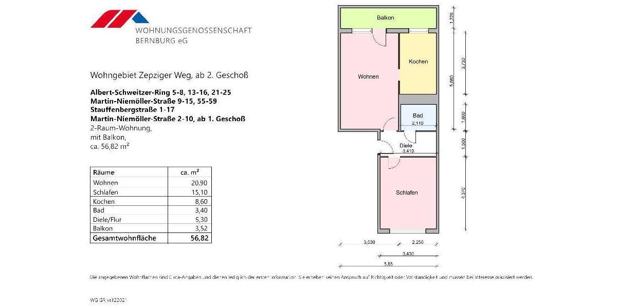 Etagenwohnung Bernburg Roschwitz - 2 Zimmer, 57 m&sup2;, 267&euro; | Angebot:27016664