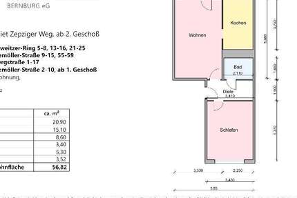 Wohnung Bernburg Roschwitz - 2 Zimmer, 57 m&sup2;, 267&euro; | Angebot:27016664