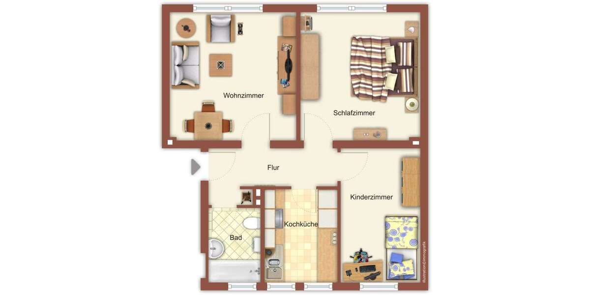 Etagenwohnung Mönchengladbach Nord - 3 Zimmer, 52 m&sup2;, 589&euro; | Angebot:27286468