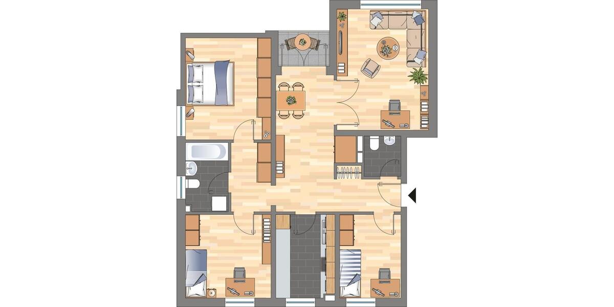 Etagenwohnung Flensburg Falkenberg - 4 Zimmer, 91 m&sup2;, 789&euro; | Angebot:26677015