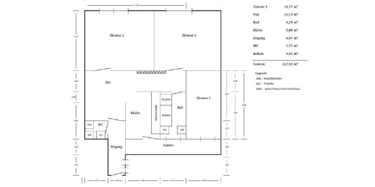Etagenwohnung Chemnitz Kaßberg - 3 Zimmer, 117 m&sup2;, 789&euro; | Angebot:26841967