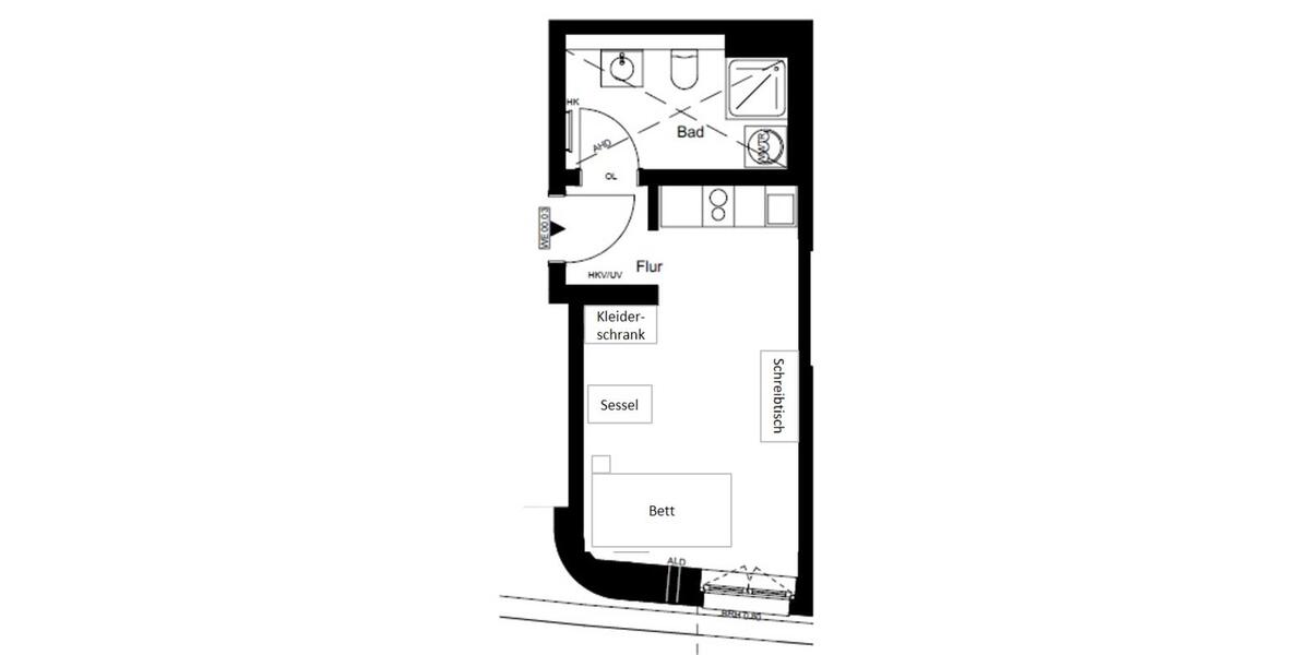 Erdgeschoßwohnung Köln Rodenkirchen - 1 Zimmer, 25 m&sup2;, 1.100&euro; | Angebot:25208276