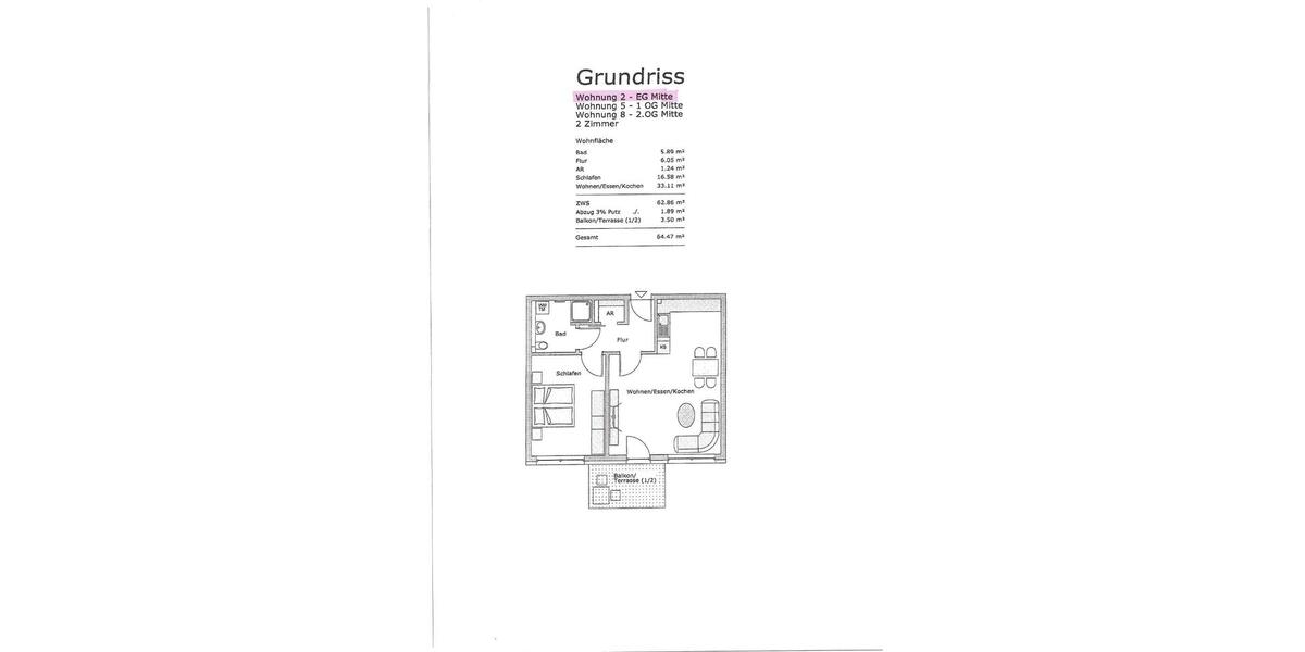 Erdgeschoßwohnung Küps - 2 Zimmer, 64 m&sup2;, 707&euro; | Angebot:26345455