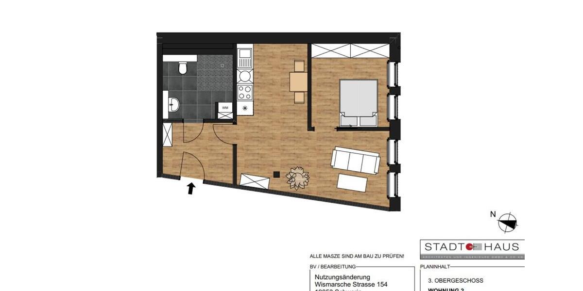 Etagenwohnung Schwerin - 2 Zimmer, 53 m&sup2;, 547&euro; | Angebot:25055416