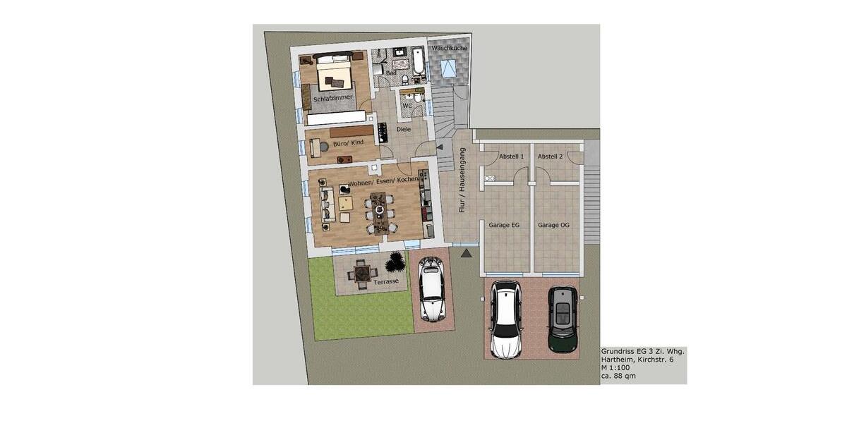 Dachgeschoßwohnung Hartheim am Rhein - 3 Zimmer, 88 m&sup2;, 1.056&euro; | Angebot:25718984