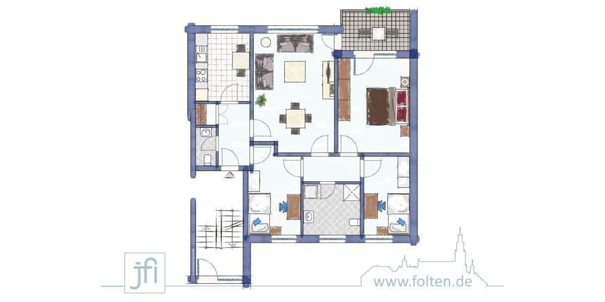Erdgeschoßwohnung Emden Tholenswehr - 4 Zimmer, 82 m&sup2;, 575&euro; | Angebot:25988193