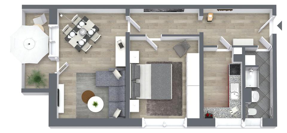 Erdgeschoßwohnung Chemnitz Altendorf - 2 Zimmer, 57 m&sup2;, 360&euro; | Angebot:26701362