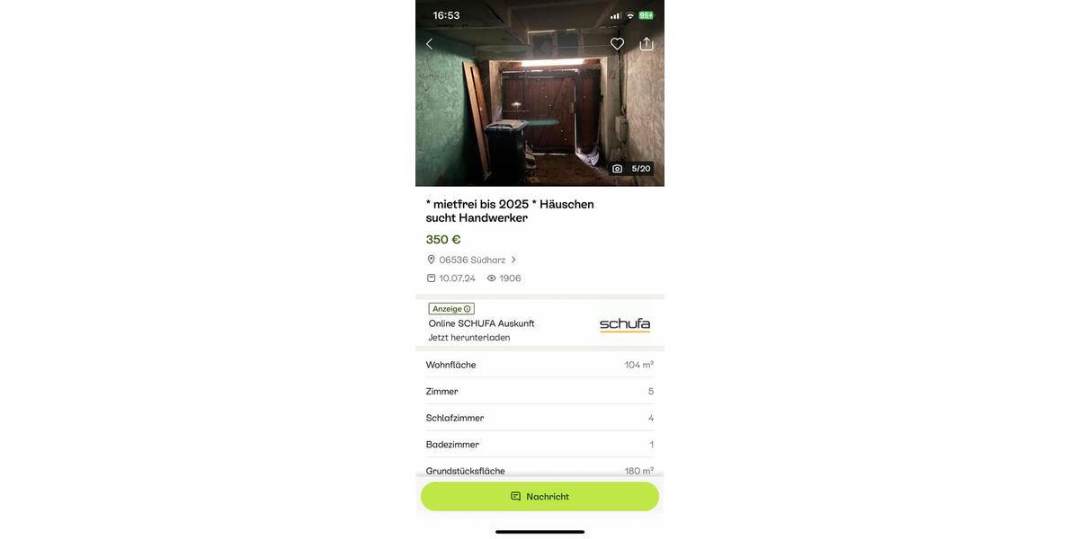 Maisonettenwohnung Südharz - 6 Zimmer, 300&euro; | Angebot:22421691