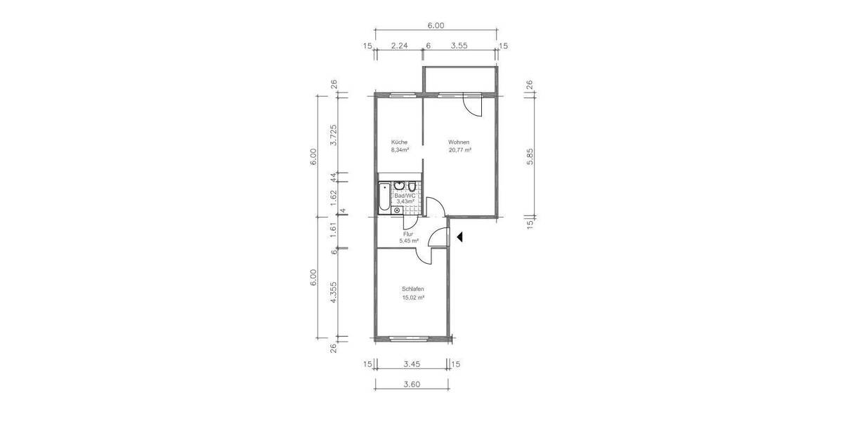Etagenwohnung Gera Lusan - 2 Zimmer, 55 m&sup2;, 310&euro; | Angebot:26763544