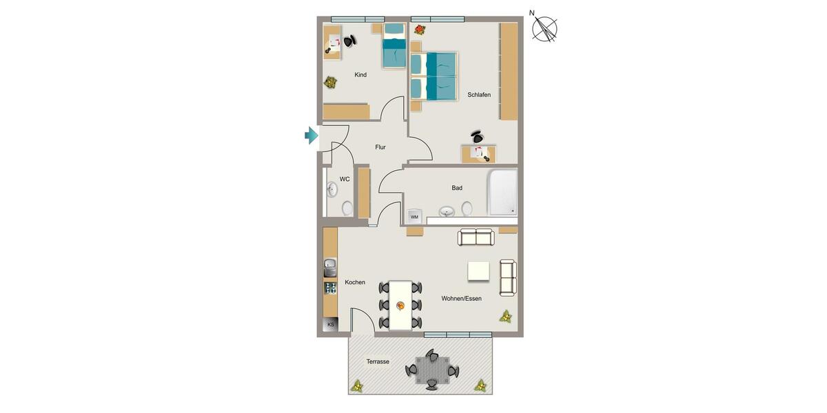 Erdgeschoßwohnung Krefeld Cracau - 3 Zimmer, 96 m&sup2;, 1.206&euro; | Angebot:22123349