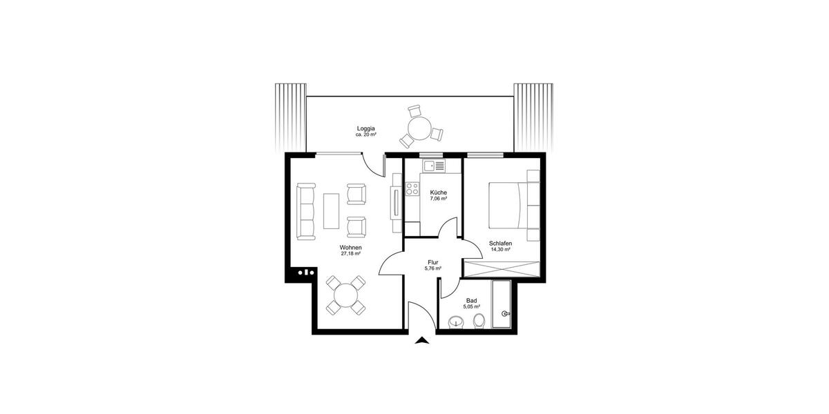 Etagenwohnung Lüneburg Goseburg-Zeltberg - 2 Zimmer, 69 m&sup2;, 1.190&euro; | Angebot:25919276