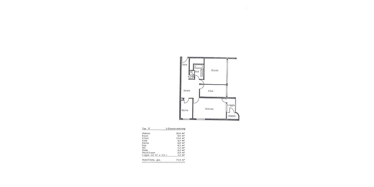 Etagenwohnung Köln Rodenkirchen - 3 Zimmer, 72 m&sup2;, 990&euro; | Angebot:26339522