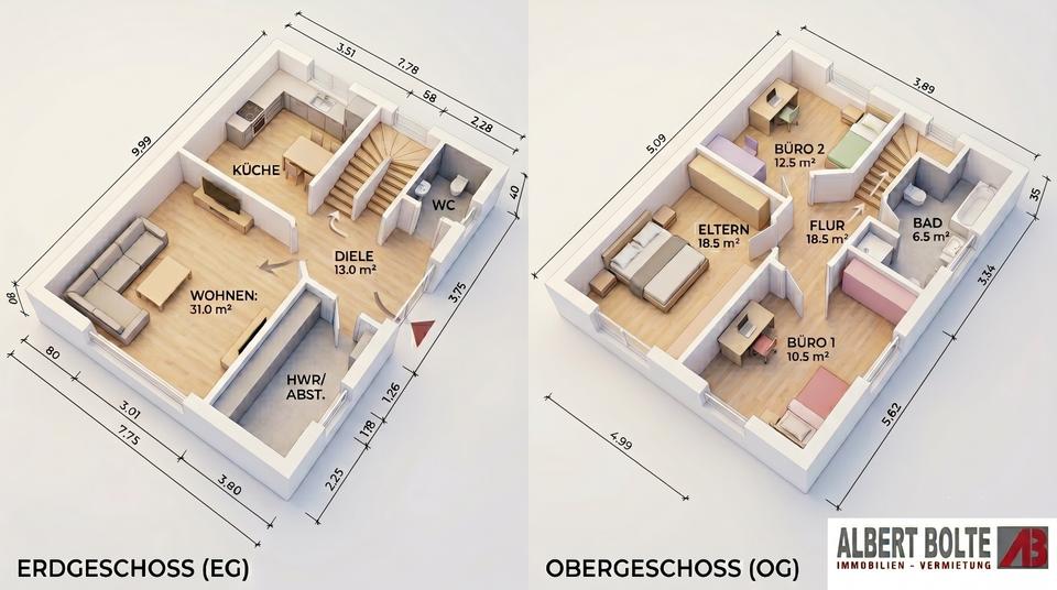 Doppelhaushälfte Uplengen - 4 Zimmer, 109 m&sup2;, 785&euro; | Angebot:26653266
