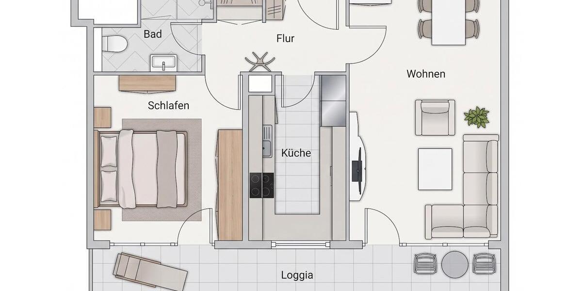 Etagenwohnung Augsburg Universitätsviertel - 2 Zimmer, 68 m&sup2;, 894&euro; | Angebot:26538622