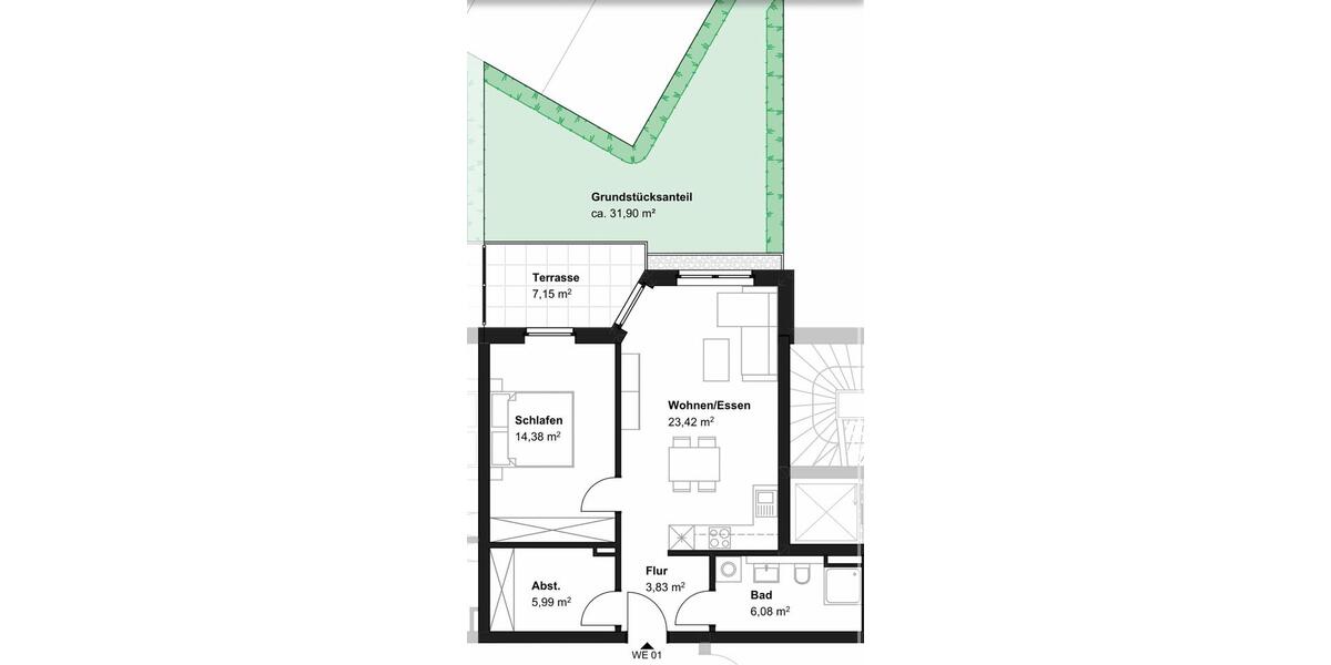 Erdgeschoßwohnung Hamburg Altona - 2 Zimmer, 57 m&sup2;, 1.450&euro; | Angebot:26655567