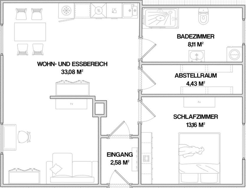 2-Zimmer Dachgeschosswohnung 61 m² Erstvermietung ab 01.12.2025 zimmer