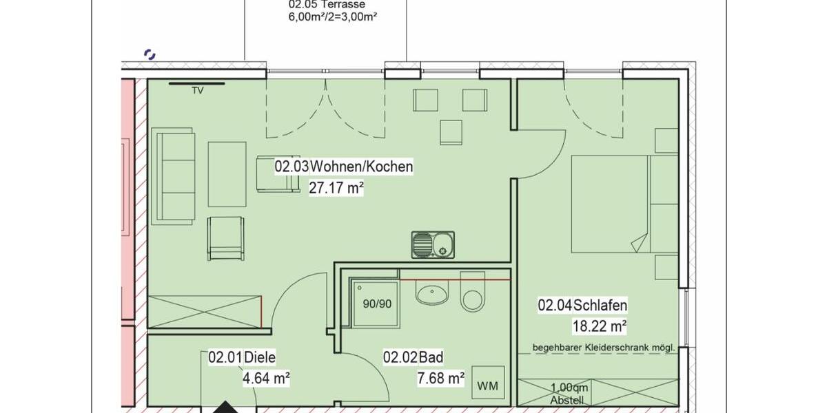 Terrassenwohnung Bad Schwartau - 2 Zimmer, 58 m&sup2;, 1.150&euro; | Angebot:24890387