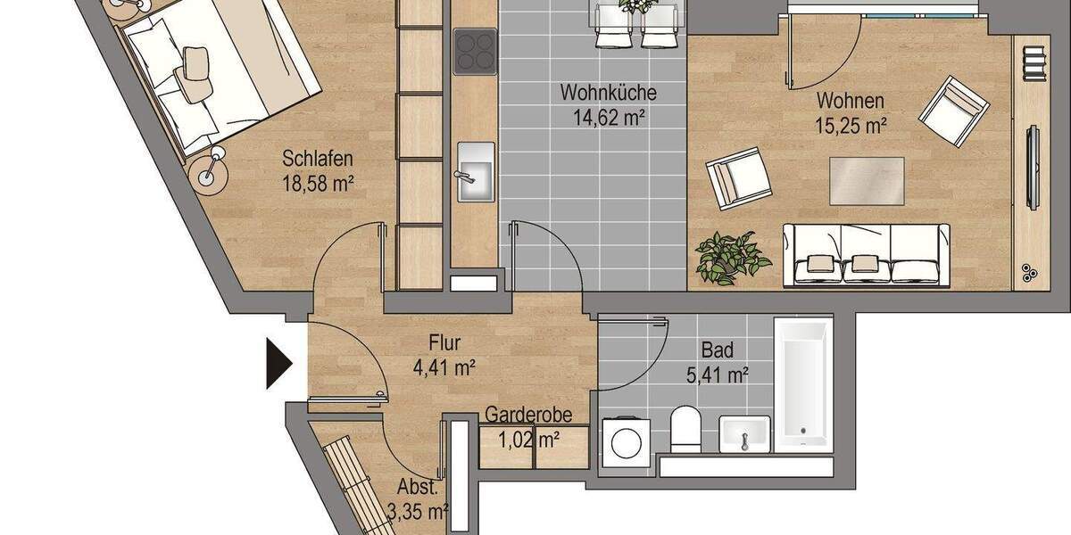 Moderne, helle Wohnung in tollem Wohnkomplex! 2 zimmer