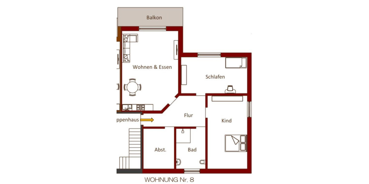 Dachgeschoßwohnung Geseke - 3 Zimmer, 108 m&sup2;, 1.195&euro; | Angebot:25148335