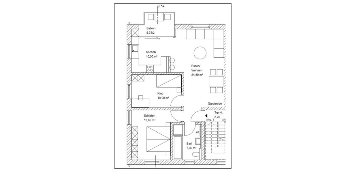 Etagenwohnung Buchloe - 3 Zimmer, 69 m&sup2;, 1.300&euro; | Angebot:25659022
