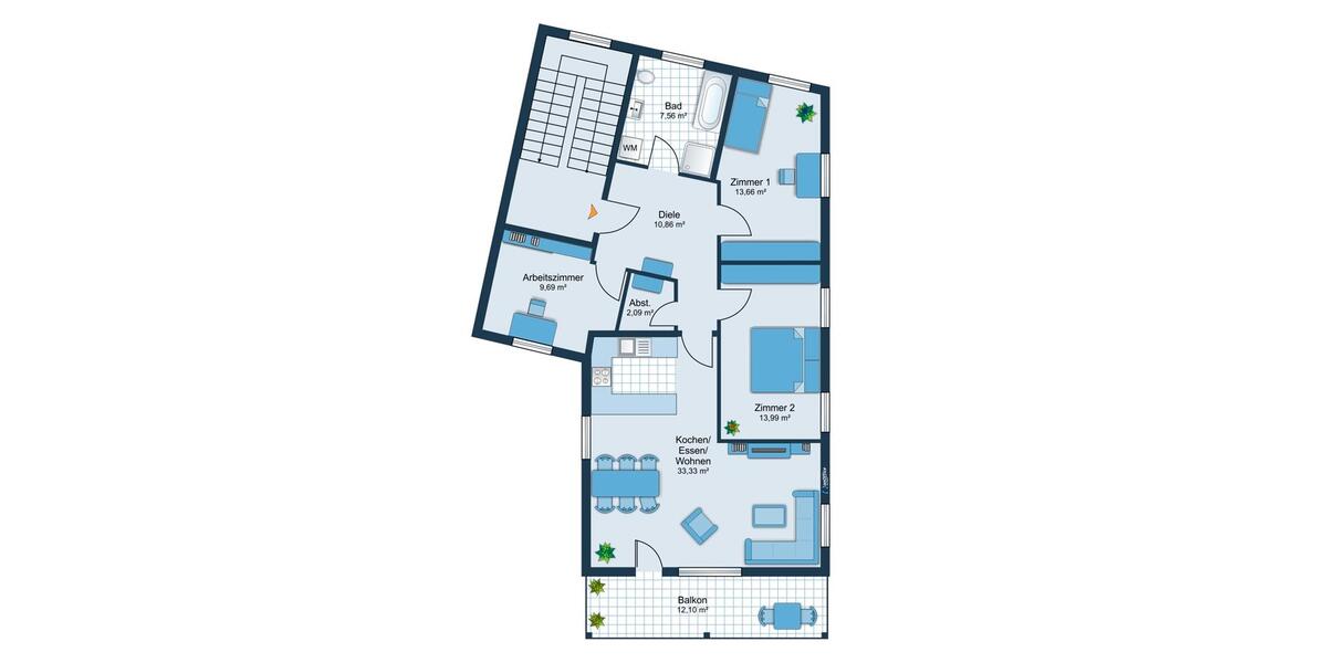 Etagenwohnung Ebersdorf bei Coburg - 4 Zimmer, 91 m&sup2;, 1.010&euro; | Angebot:26192999