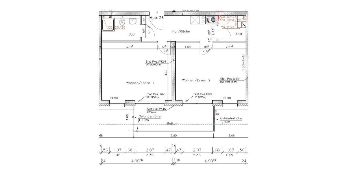 Dachgeschoßwohnung Gießen Wieseck - 2 Zimmer, 59 m&sup2;, 705&euro; | Angebot:26006754