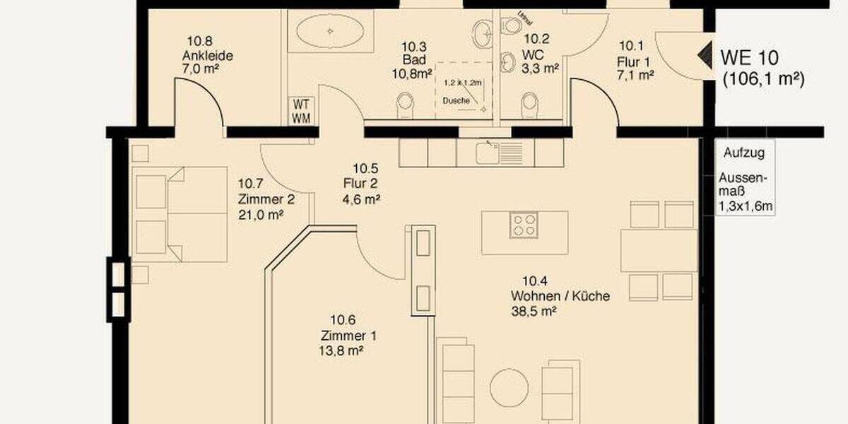 Etagenwohnung Schleswig Lollfuß - 3 Zimmer, 106 m&sup2;, 1.060&euro; | Angebot:26150655