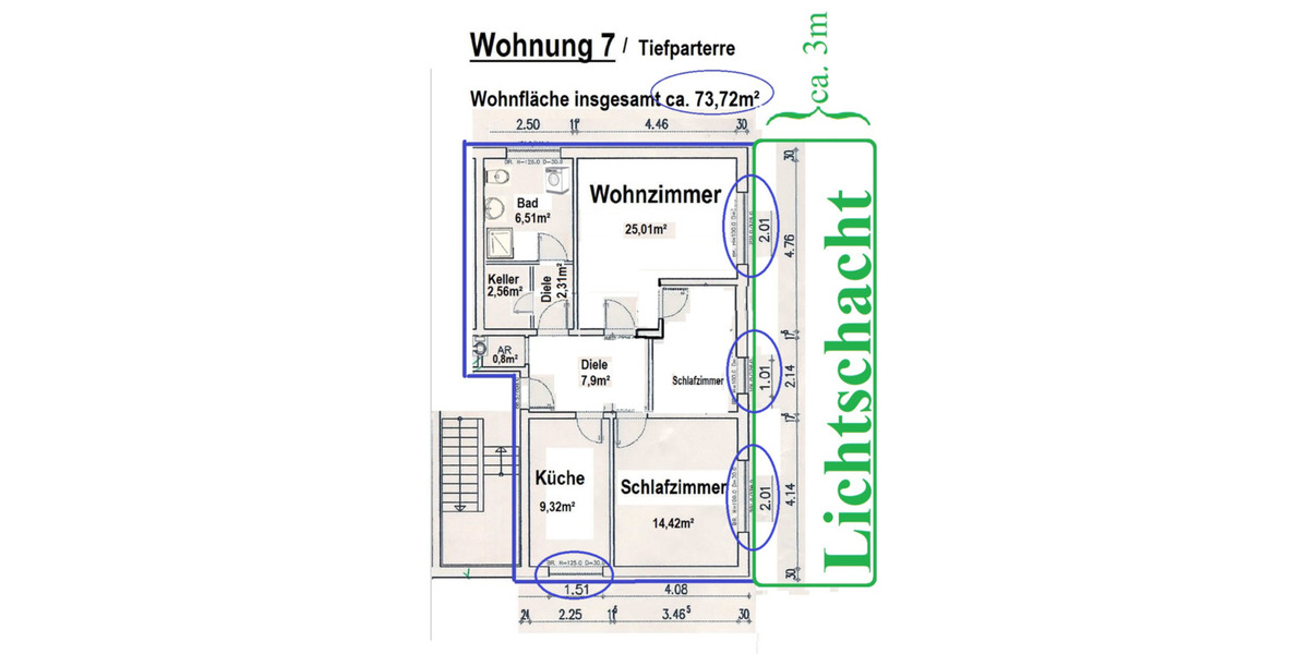 Etagenwohnung Bad Pyrmont - 3 Zimmer, 74 m&sup2;, 460&euro; | Angebot:25396246